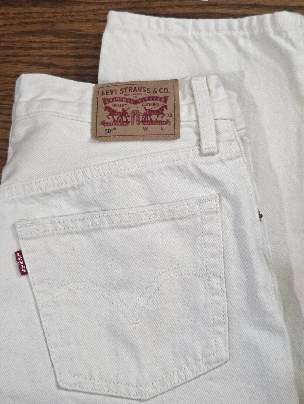 Levi’s 501 Original Fit Butterfly Print Straight Leg Jeans Cream